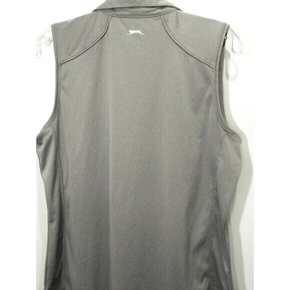 Slazenger Women's Golf Shirt - Sleeveless 1/4 Zipper Collar Green Large - Picture 8 of 10